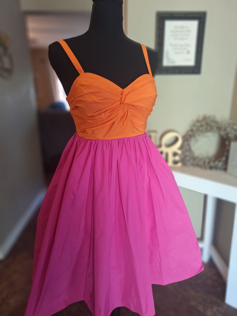 NWOT kate spade Orange & Pink Fit-and-Flare Mini Dress 8